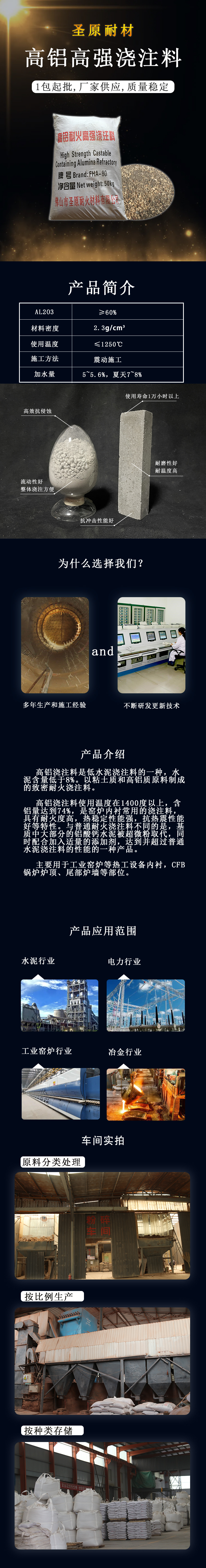 High aluminum and high strength castable details page